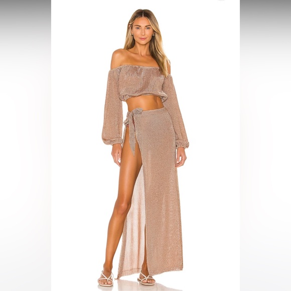 Lovers + Friends Dresses & Skirts - Lovers and friends two piece set Nayelli Wrap Skirt and top in Gold